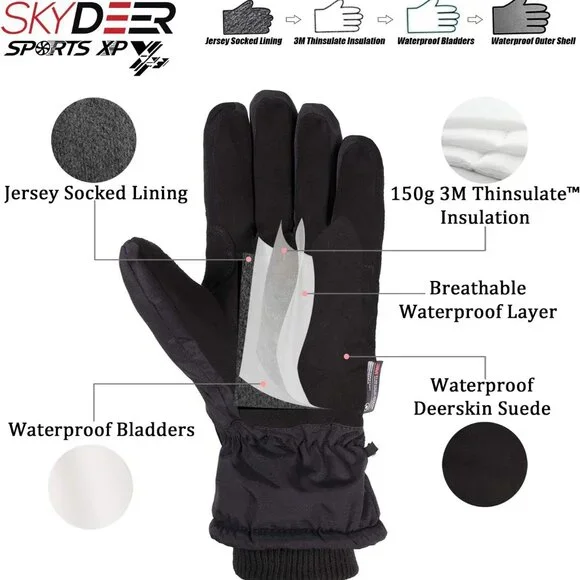 Leather Ski Gloves 100% Waterproof